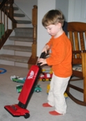 Jack with his new vacuum cleaner.